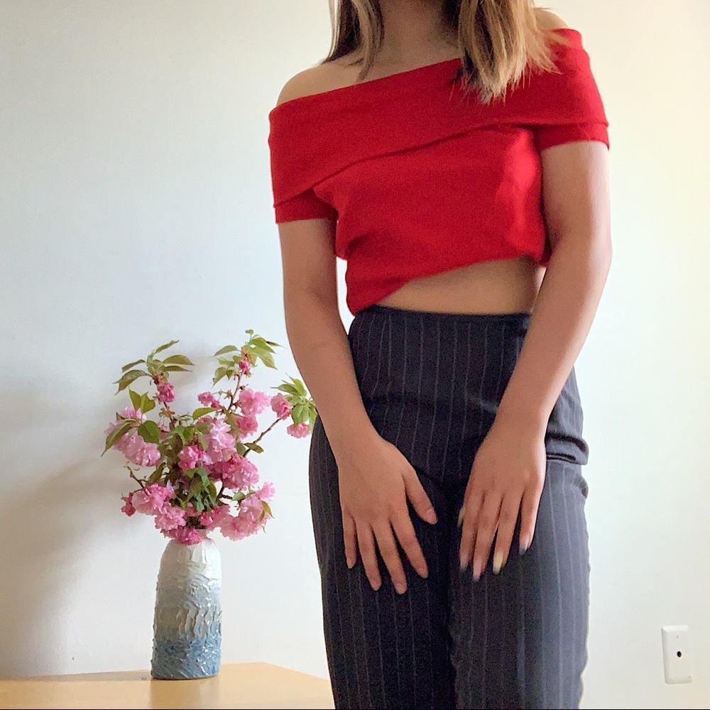 Vintage Red Off the Shoulder Top